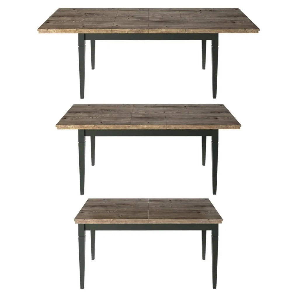 Set di 4 mobili per sala da pranzo color verde e rovere. Collezione ASSIA