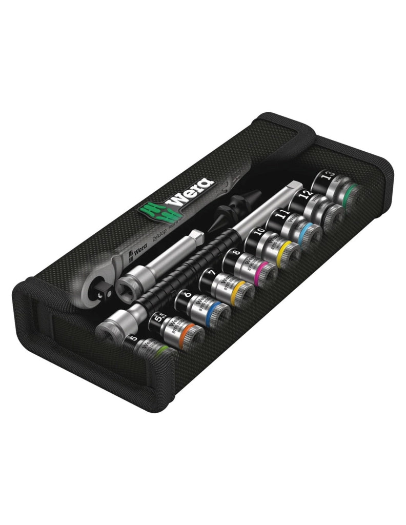 Set de bussole con funzione di ritegno Zyklop 1/4" WERA 8100 SA 12 HF Zyklop Metal 1/4" (13 pezzi)