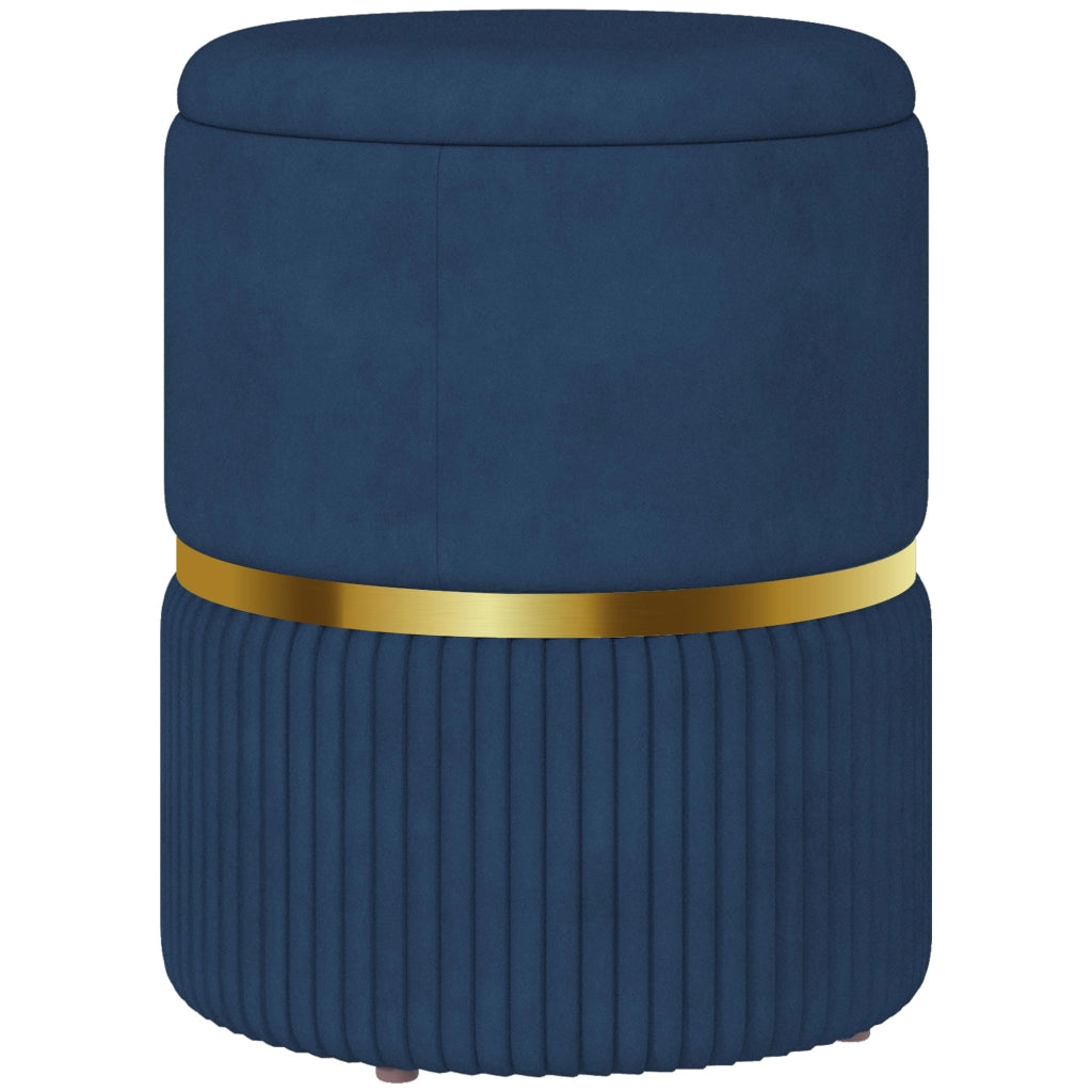 Pouf con contenitore in velluto rigato ¨C zephmum ¨C blu 36x36x44 cm