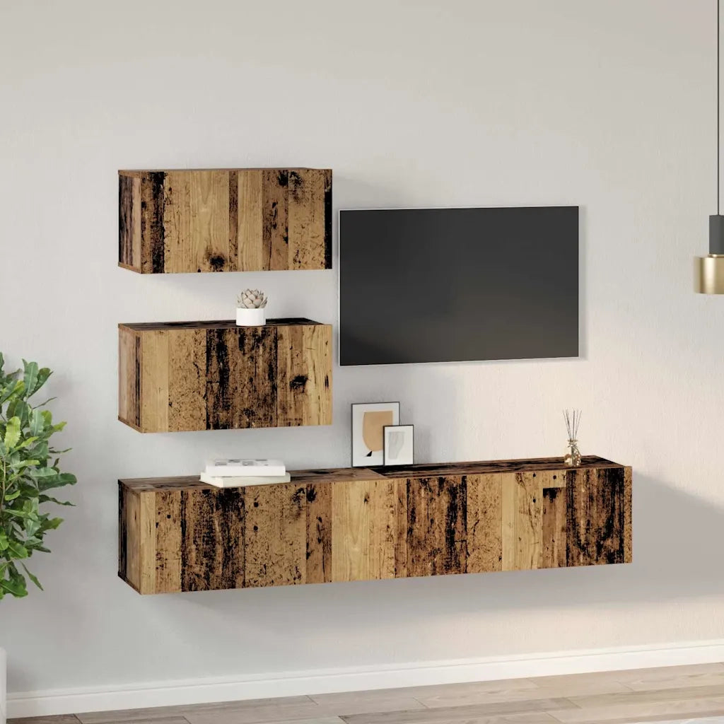 vidaXL Set mobile TV 4 pcs Legno vecchio 80 x 30 x 30 cm