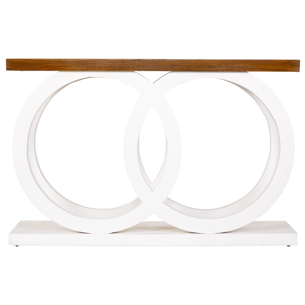 Tavolino da ingresso in legno bianco artigianale 120x30x75h cm
