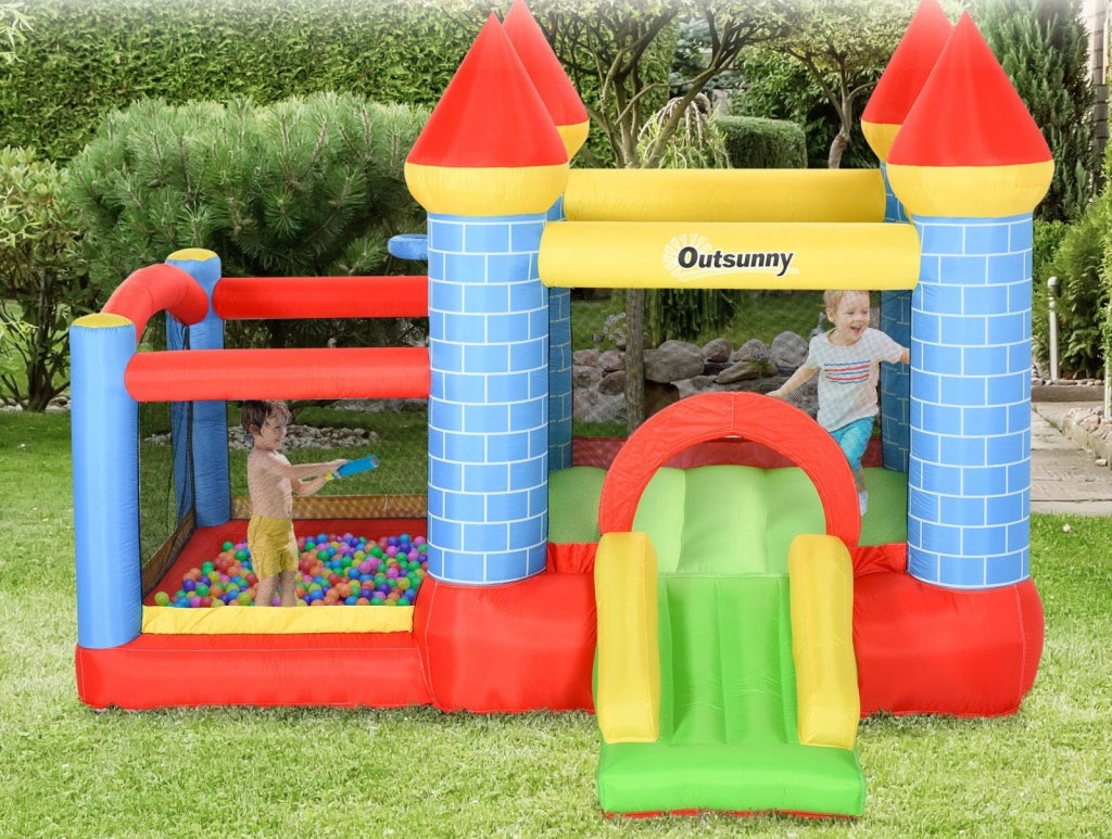 Easycomfort Castello Gonfiabile Gigante e Rimbalzante per Bambini 3-8 Anni con Scivolo, Piscina e Canestro, 280cmx260cmx210cm