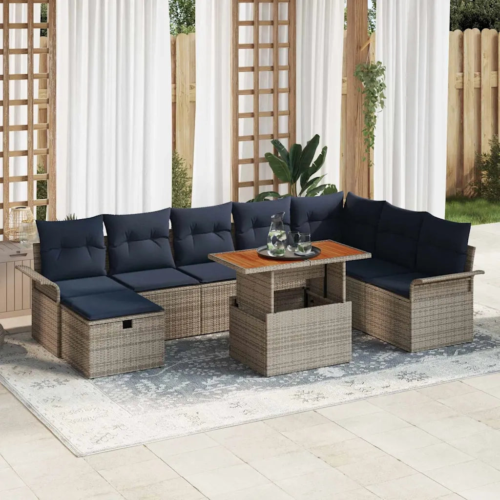 Set Divano da Giardino 9 pcs Grigio polyrattan 3361262
