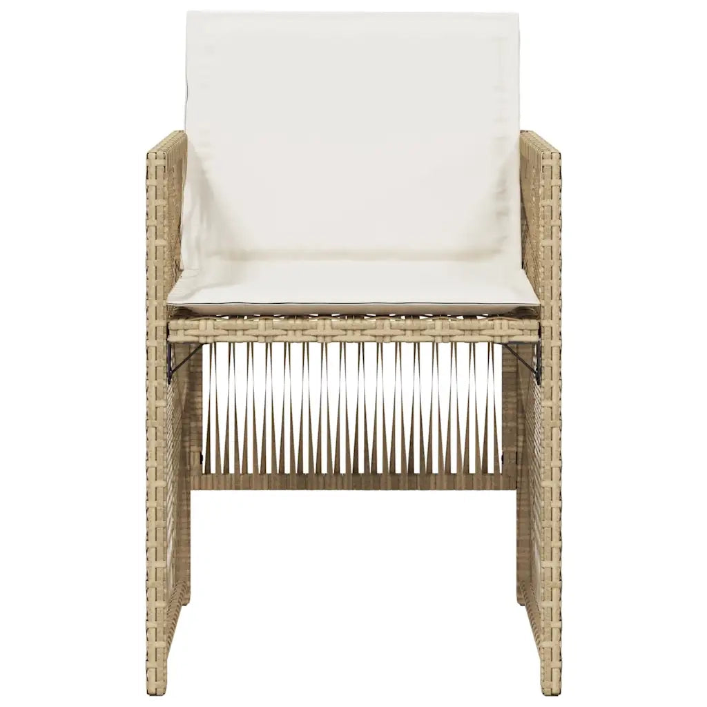 Sedie da Giardino con Cuscini 4 pz Beige in Polyrattan