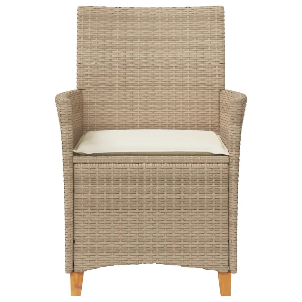 Sedie Giardino con Cuscini 2 pz Beige Polyrattan Legno Massello 368719