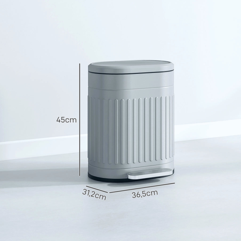 Cestino 20L con Coperchio a Pedale e Contenitore Interno Estraibile ¨C Zephmum ¨C 36.5x31.2x45 cm, Grigio