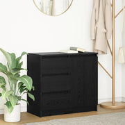Credenza con Cassetto Rovere Nero 71x35x65 cm Legno Multistrato 861572
