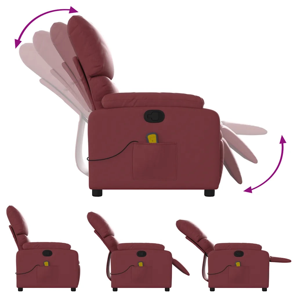 Divano Sedia-Poltrona Massaggiante Reclinabile Rosso vino in Similpelle 282141