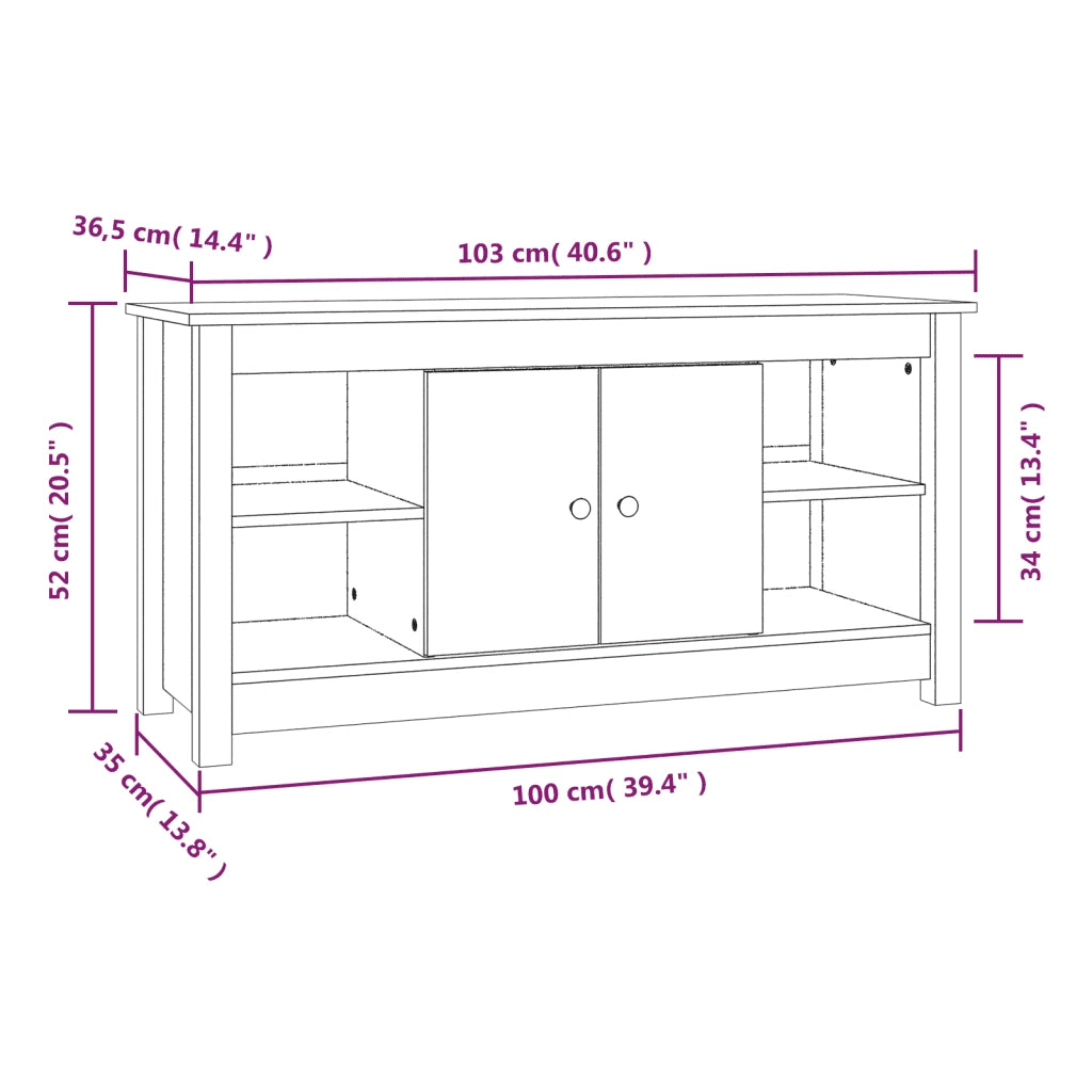 Mobile Porta TV Grigio 103x36,5x52 cm in Legno Massello di Pino cod mxl 25709