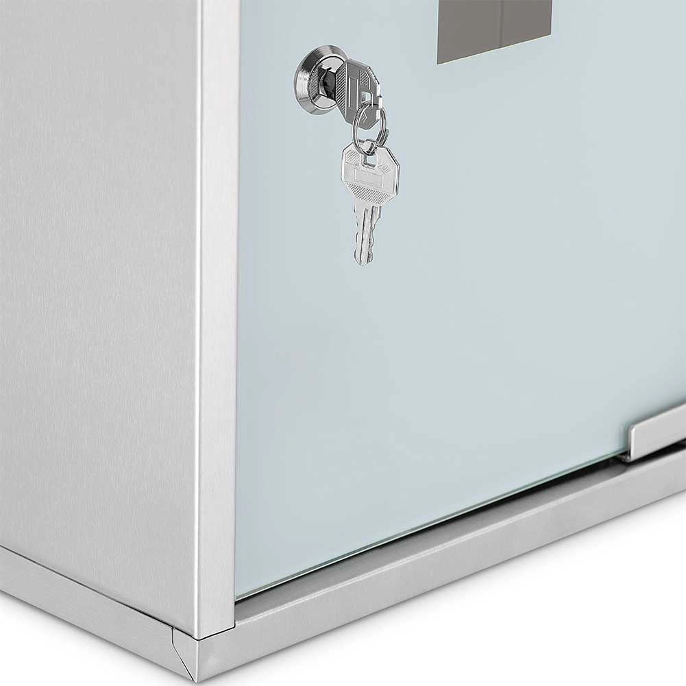 Armadietto Porta Medicinali Acciaio Inox e Vetro Satinato 49x25x12 cm con Chiave