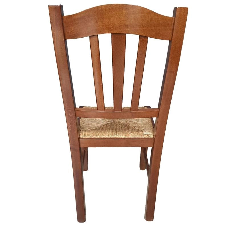 SET 2PZ SEDIE IN LEGNO MASSELLO CON SEDUTA IN PAGLIA E SCHIENALE ALTO LAVORATO -  COLORE NOCE 90X45X46 CM