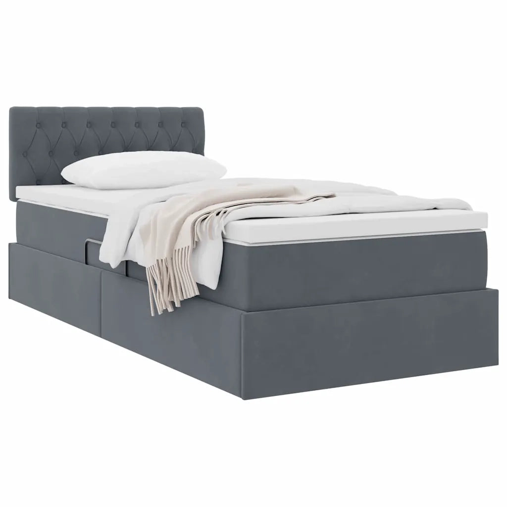 Letto con Contenitore Grigio scuro 90 x 190 cm Velluto