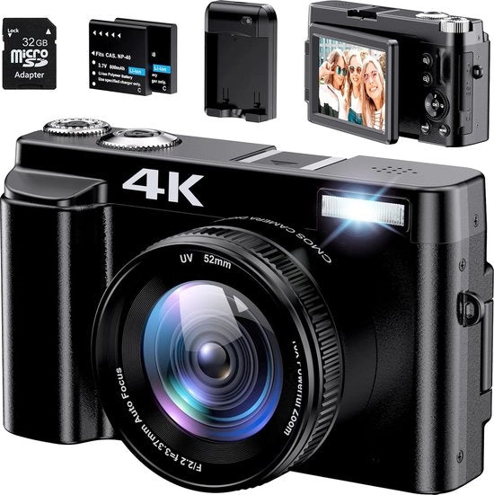 Fotocamera Digitale con Autofocus e Batterie - Fotocamera HD per Immagini Definibili - Portatile e Compatta - Facile da Utilizzare - Qualità Professionale - Nero