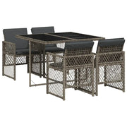 Set da Pranzo da Giardino 5 pz | Set Salotto da Giardino con Cuscini in Polyrattan Grigio