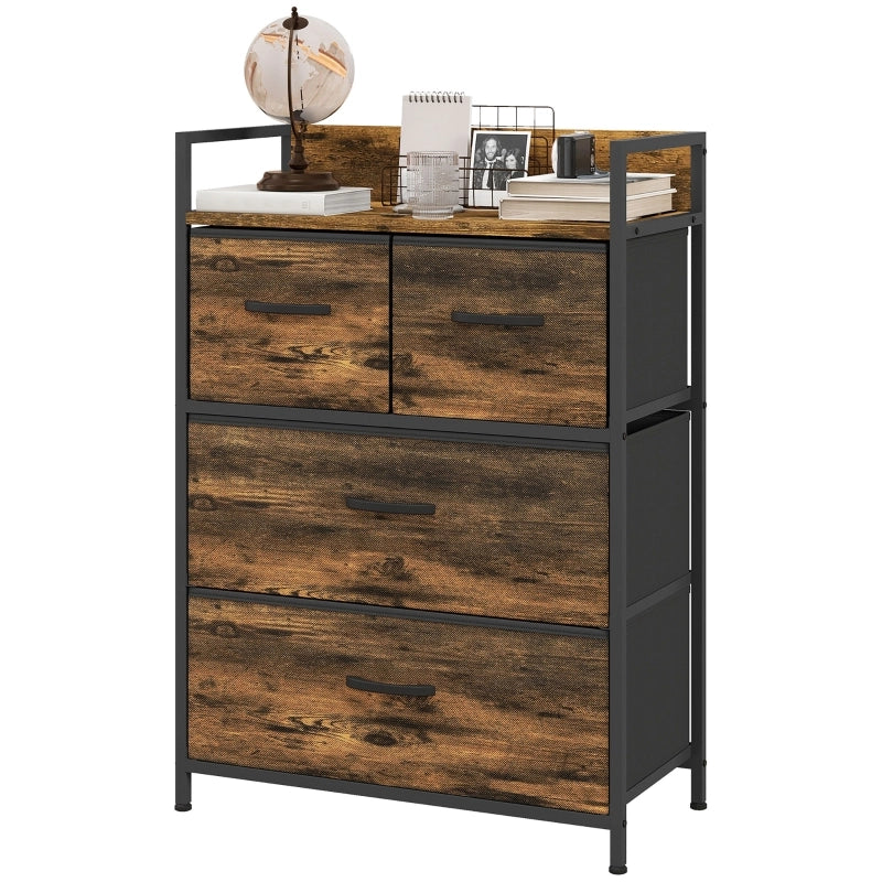 CASSETTIERA 60x29x85 cm in poliestere marrone rustico, stile industriale