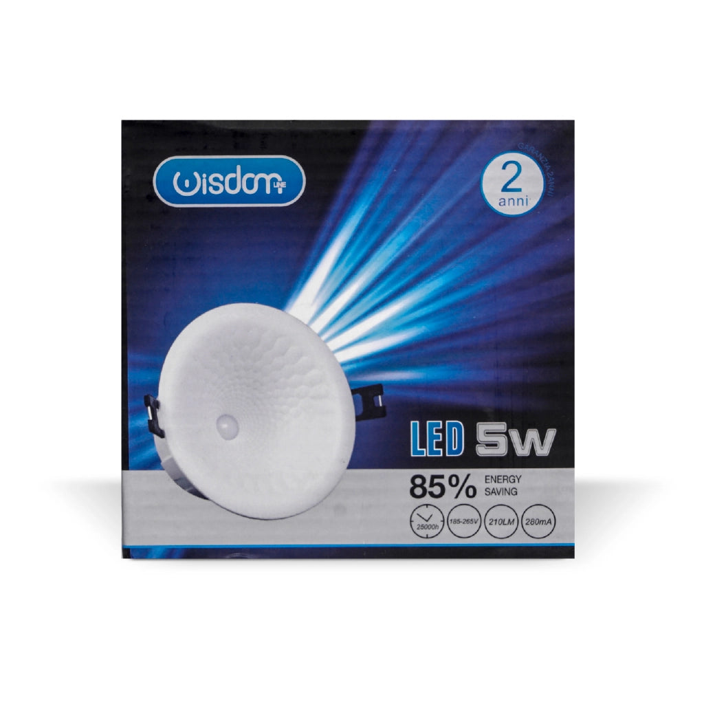 Faretto da incasso non orientabile bianco 5w 6000K luce fredda