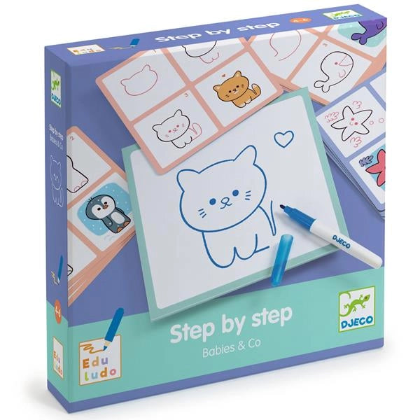 Kit creativo disgono Step by Step Babies & Co,Lavagnetta perimparare adisegnare,Djeco, Eta 4-6 anni