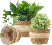 Set di 3 misure vasi per piante in tessuto per interni ed esterni (beige)