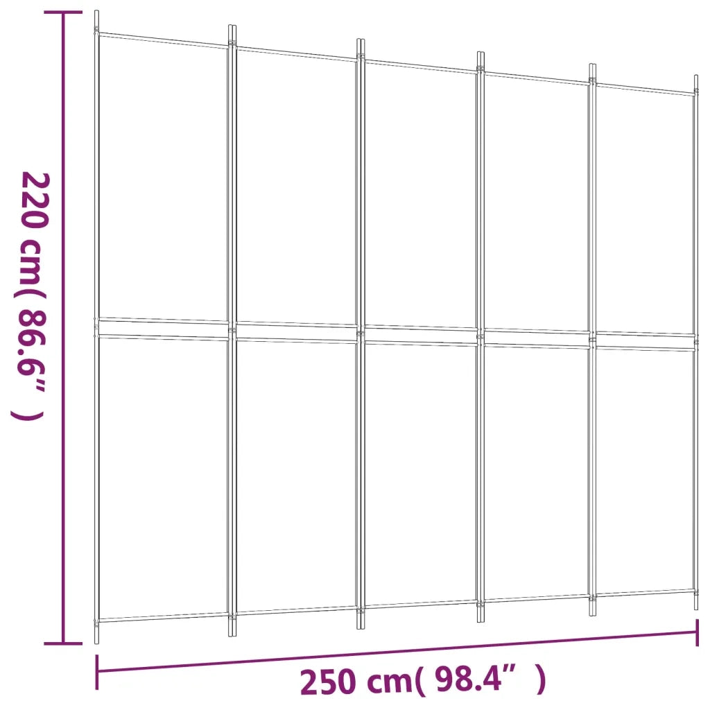 Divisorio a 5 Pannelli Bianco 250x220 cm Tessuto cod mxl 73033