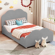 Letto per bambini imbottito ¨C Minimal ¨C Velluto grigio 90x200 cm