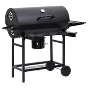 Barbecue A Carbone Con Coperchio Termometro Integrato Grill BBQ In Acciaio Nero