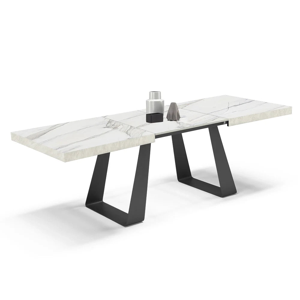 Tavolo allungabile da pranzo Marmo di Carrara 160x90 MADE IN ITALY modello ARGO fino a 240 CM per sala da pranzo, cucina e soggiorno, design moderno con top melaminico