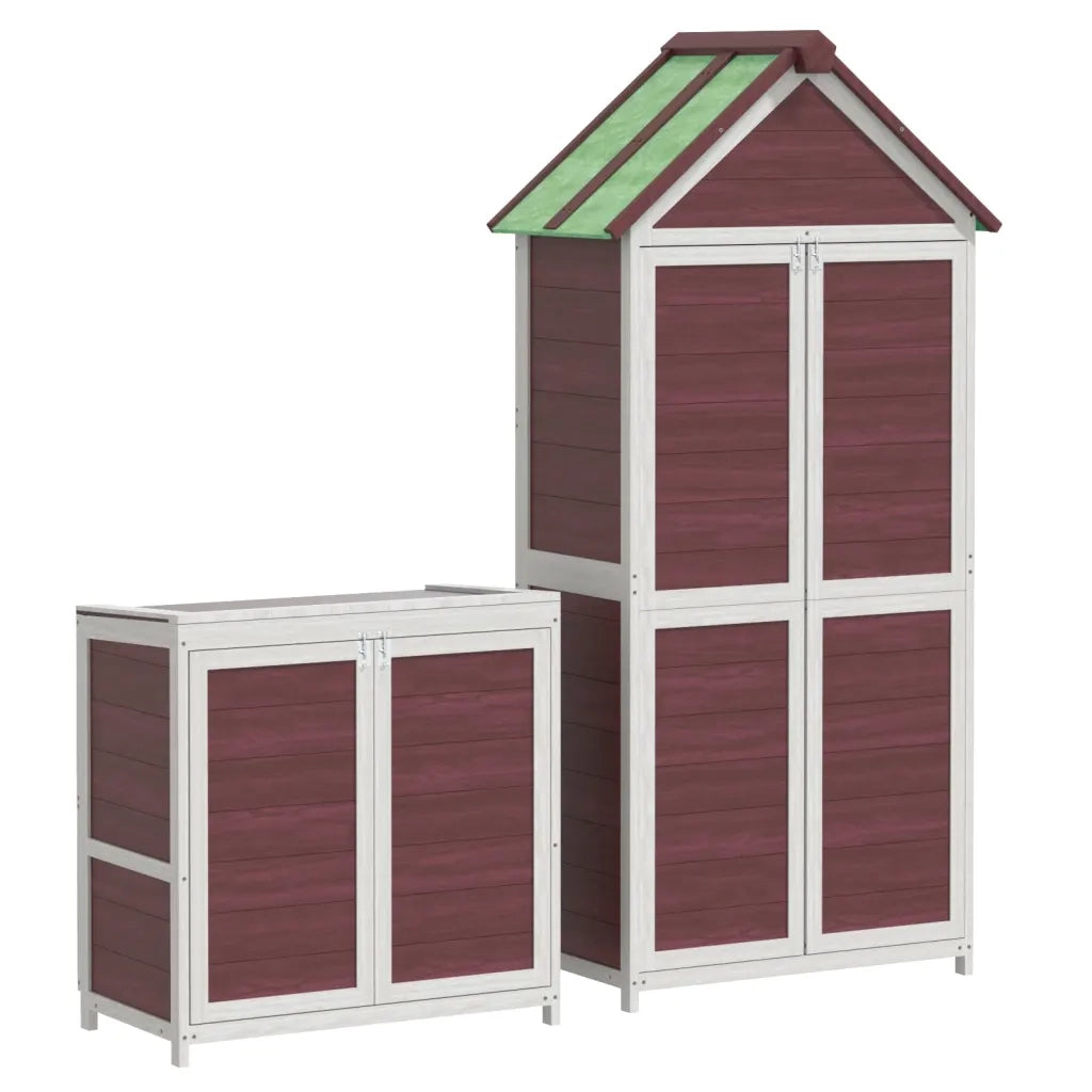 Set Rimessa Attrezzi da Giardino 2pz Moka Legno Massello Pino 172251