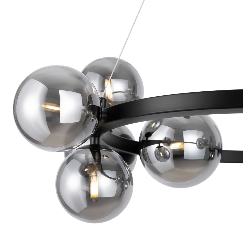 Maytoni Lampadario contemporaneo Dallas 11 luci G9 nero metallo vetro soffiato fumè