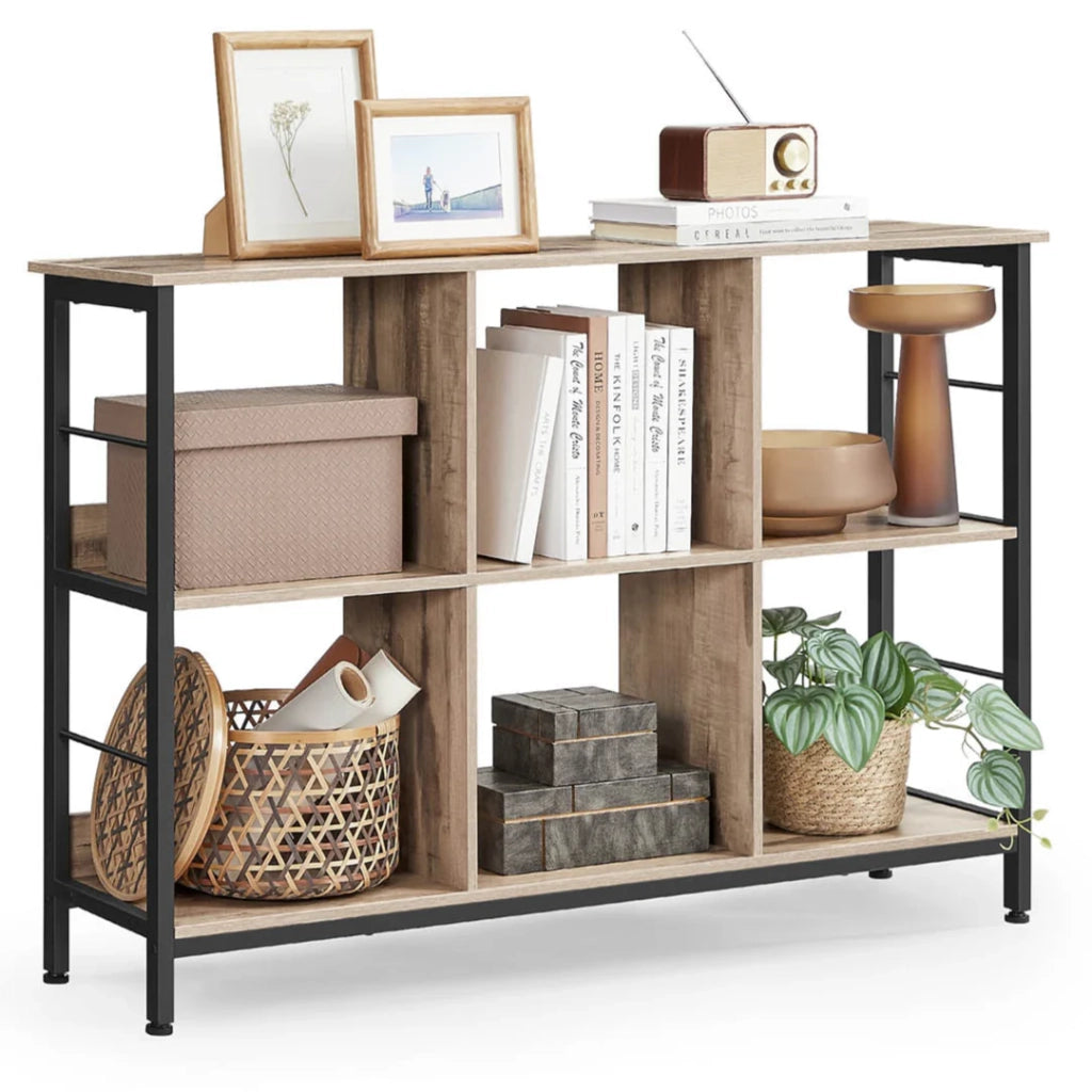Libreria a 3 ripiani stile industriale 9 cubi per soggiorno ufficio corridoio cucina 33 x 120 x 80 cm marrone 12_0006399