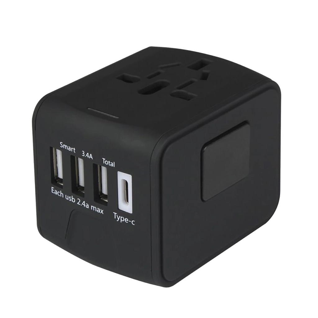 Adattatore universale da viaggio 6 in 1 con porte USB, compatibile 150 paesi, USB-C 3A, 3 porte USB 2.4A - SOGO
