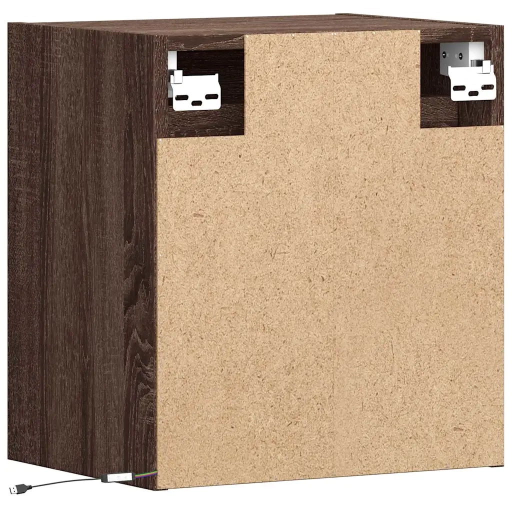 vidaXL Mobili TV a Parete con Luci LED 2pz Rovere Marrone 41x31x45 cm