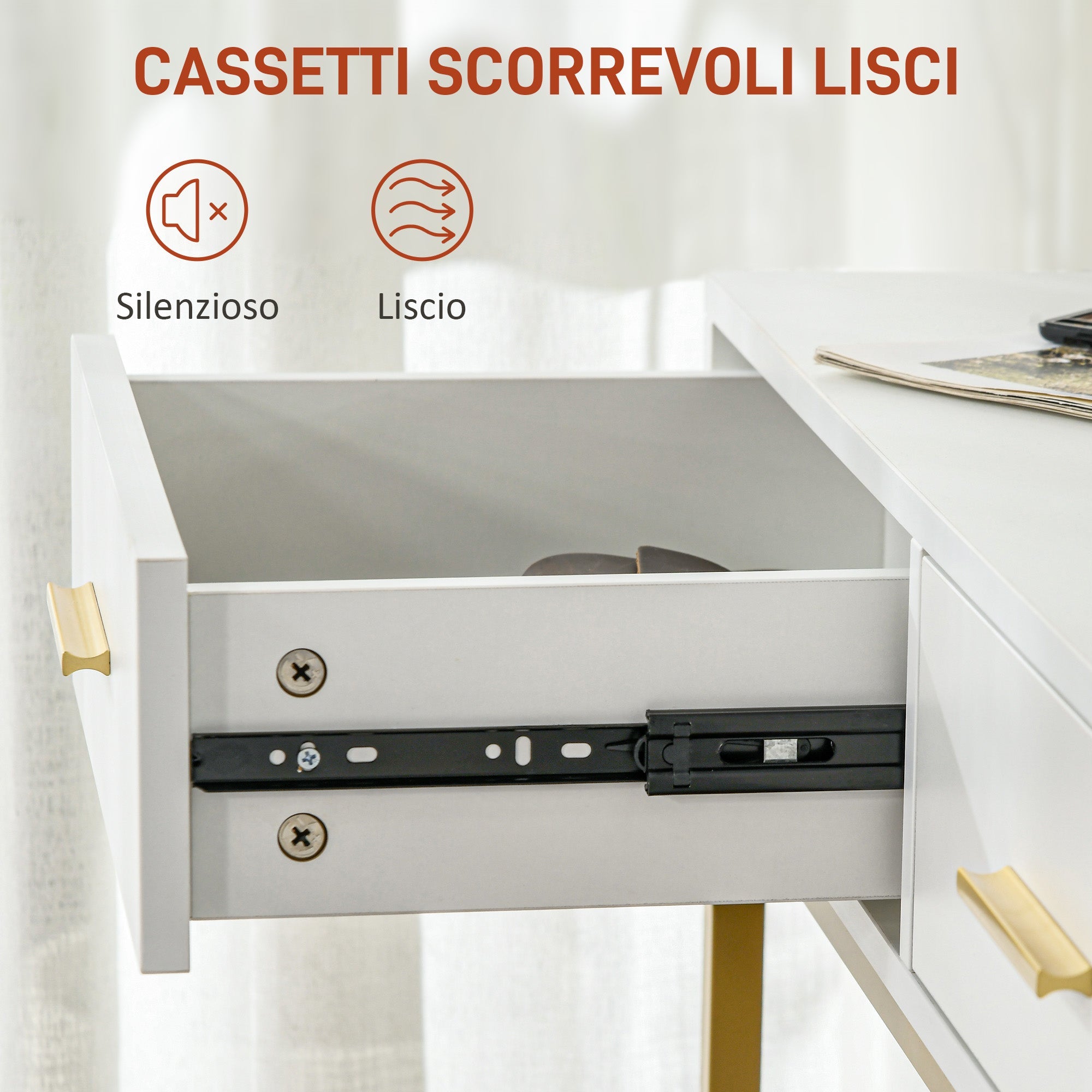 Consolle Trucco Specchio Illuminato a LED e Sgabello Bianco