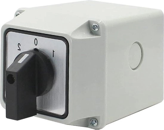 Wisselschakelaar universale 25 A 380 V acqua resistente con box di comando IP65 - scatola robusta - 3 posizioni rotativi - 12 morsetti a vite - LW26-25/3.