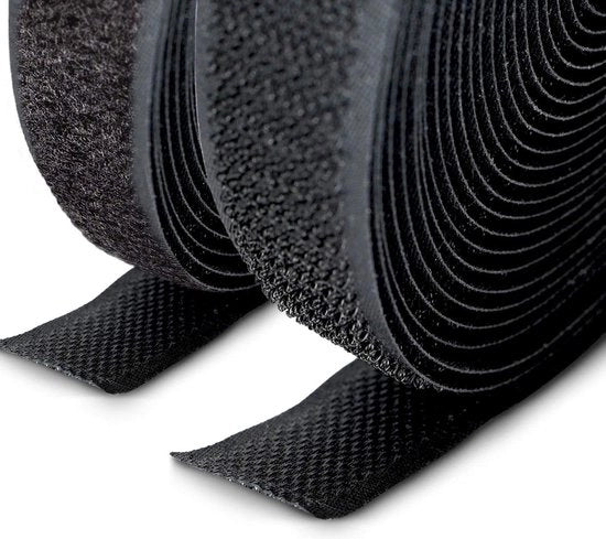 Veloce per cucito e artigianato nero 20 mm largo - 5 m rotolo anelli e 5 m rotolo gancio - non adesivo - tavola di apprendimento per bambini