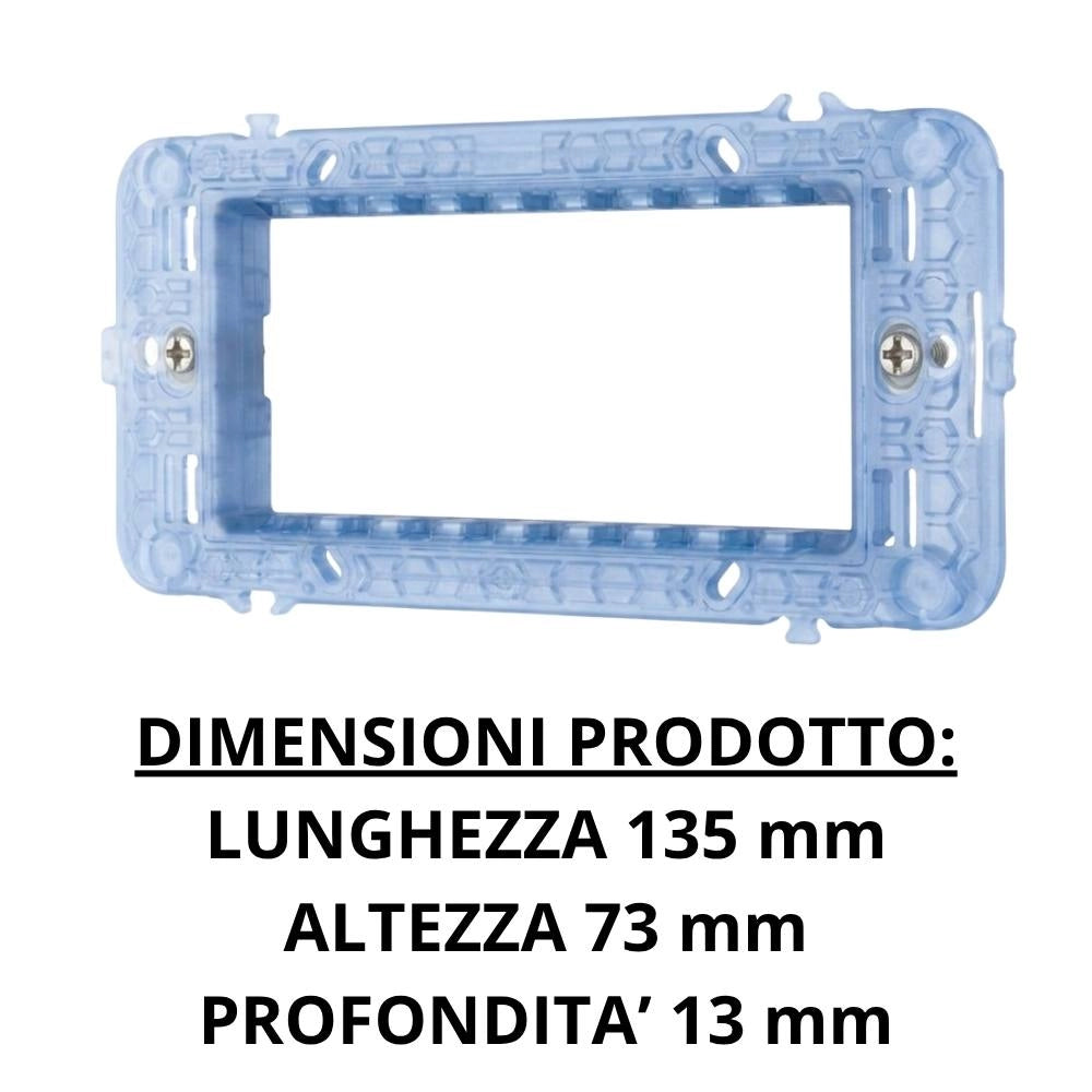Supporto placche ave s44 per scatole rettangolari con viti *** numero posti 4 moduli, confezione 1