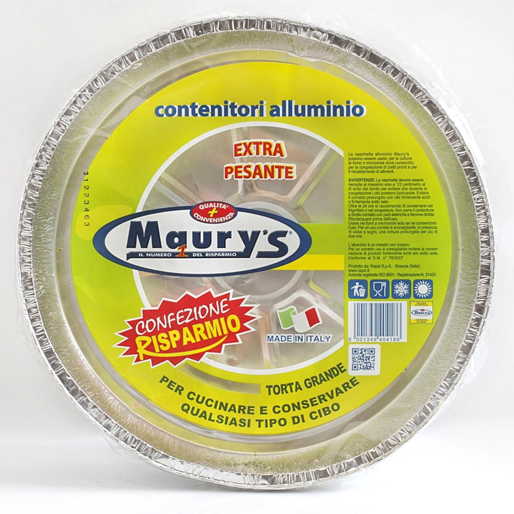 MAURY'S CONTENITORE PER ALIMENTI IN ALLUMINIO TORTA GRANDE 4PZ EXTRA PESANTE