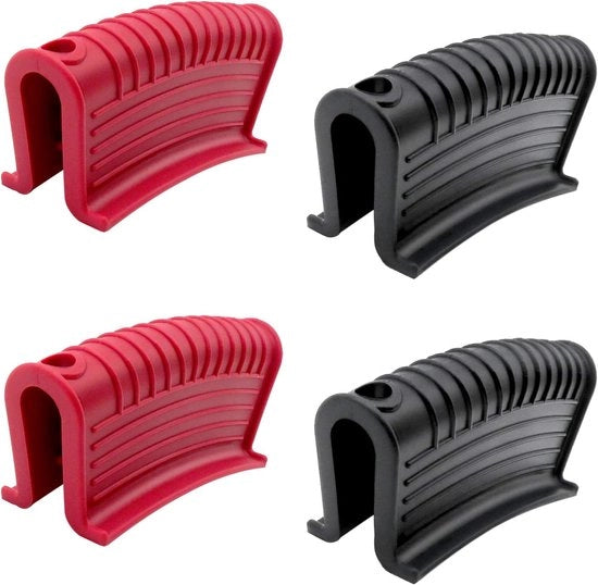Pannenlappini in silicone con maniglie, pannenlappini con manubrio, pannenlappini con guanti, gomma di gomma, antiscivolo, resistente al calore, maniglia isolata