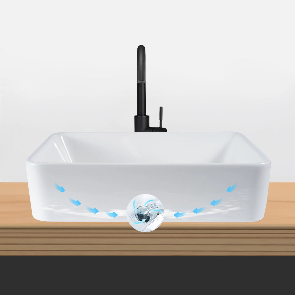 ZMH Lavandino da appoggio per bagno lavandino da appoggio rettangolare in ceramica bianca 40x30x13cm