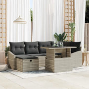 Set Divano da Giardino 7 pcs Grigio chiaro Poly Rattan 3359839
