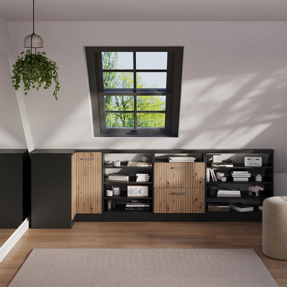 Mobile sottotetto Mobile angolare Rion Rovere artigianale/Antracite 75.6 x 83.8 cm con 1 porta Vicco