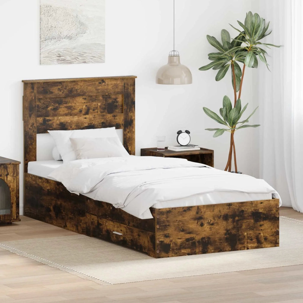 Struttura del letto Rovere Affumicato e Argento 75 x 190 cm
