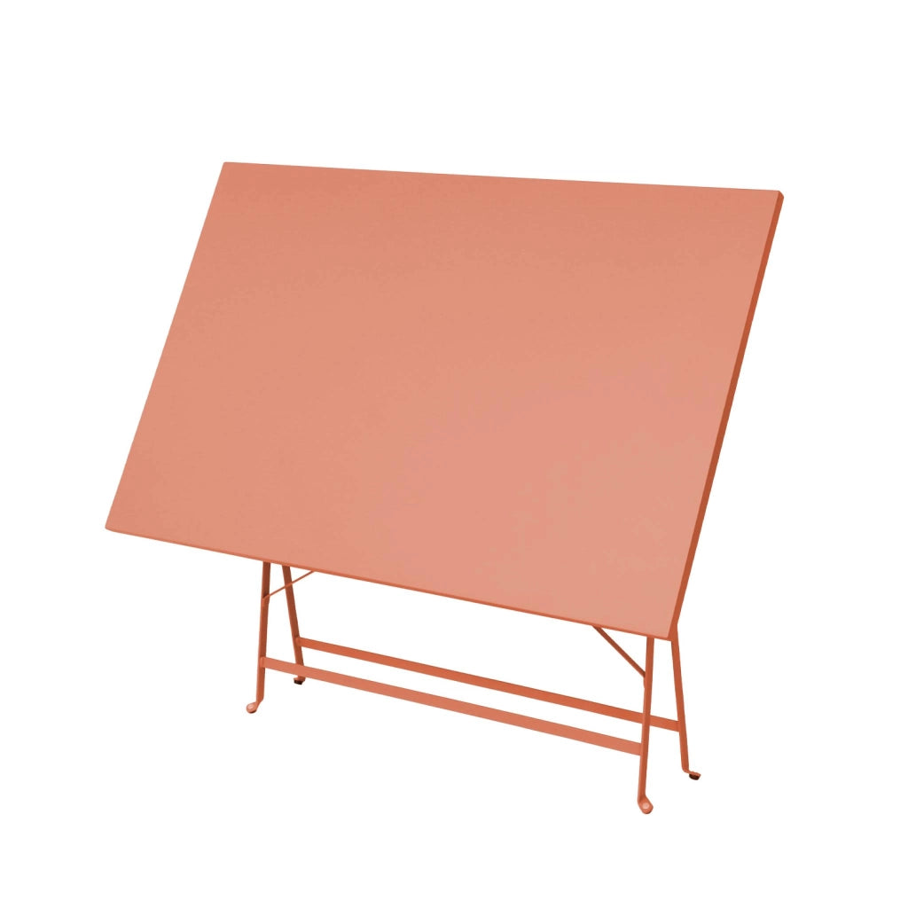Set tavolo da giardino pieghevole in acciaio con 4 sedie, 110cm, rosa