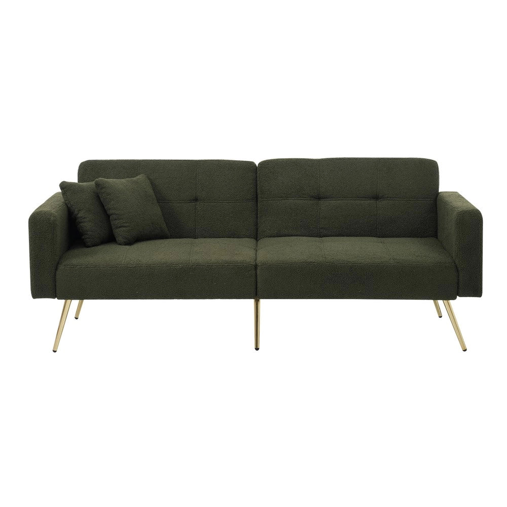 Divano Letto con Contenitore Laterale, Cuscini e Gambe Dorate ¨C Xylo ¨C Angolo Regolabile