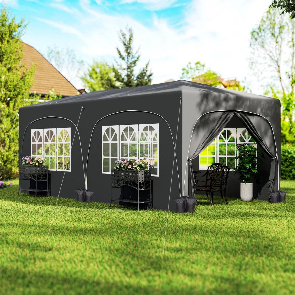 Gazebo Pieghevole 6x3 m con Pannelli Laterali UPF50+ ¨C zephmum ¨C Grigio Scuro