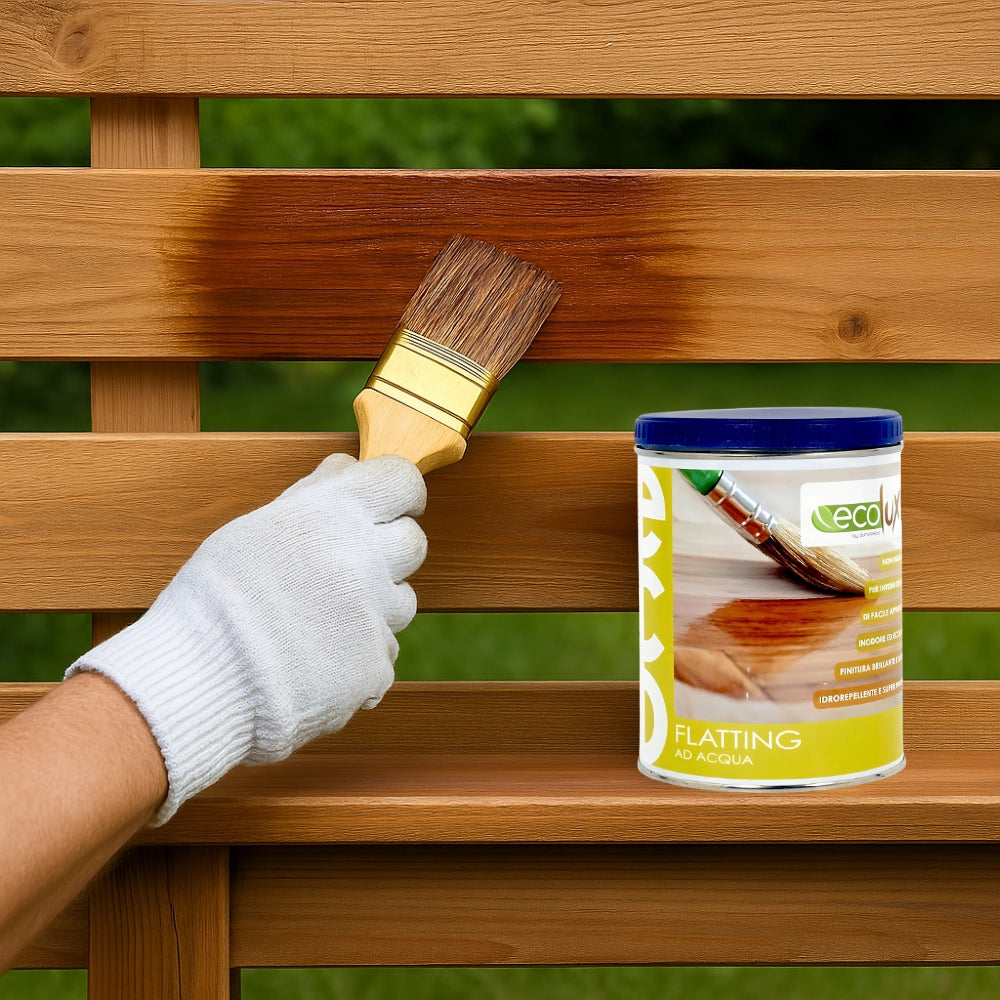 Ecolux flatting ad acqua vernice lucida per legno trasparente *** formato 0,750 lt, confezione 1