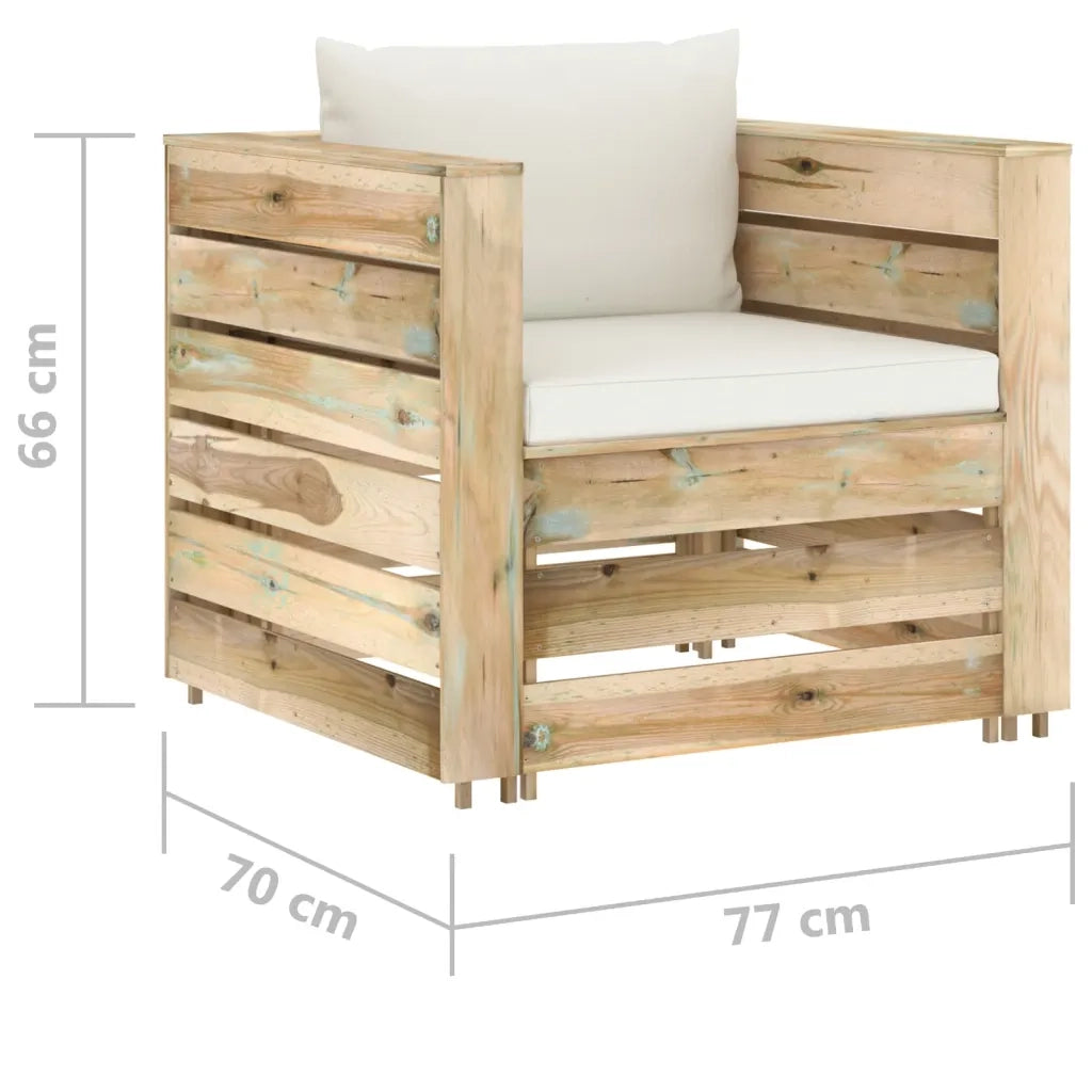 Set Salotto da Giardino 2pz con Cuscini Legno Impregnato Verde 3074533