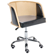 Sedia da ufficio nera in ecopelle PE Rattan Schienale girevole regolabile in altezza con braccioli Casa Ufficio Studio Tradizionale