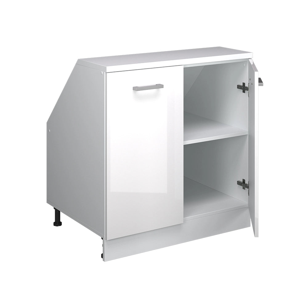Mobile sottotetto Rion Bianco lucido/Bianco 80 x 83.8 cm con 2 porte, carcassa 60 cm profondità Vicco