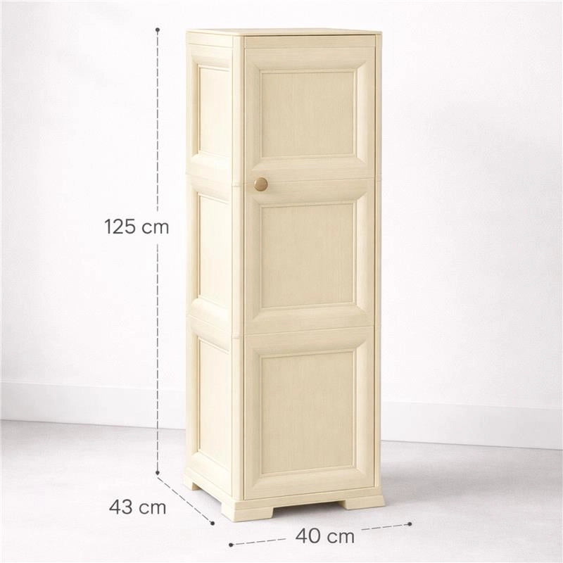 MOBILE IN PLASTICA ELEGANTE 3 MODULI ANGORA 40X43X125 CM CON ANTE EFFETTO LEGNO – CONTENITORE VERTICALE SALVASPAZIO DESIGN