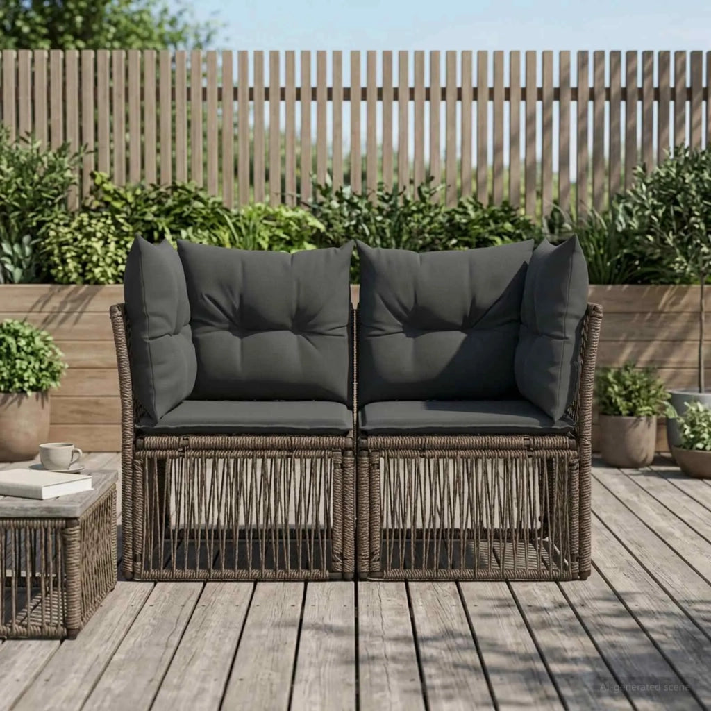 Divano da giardino 2-Numero di posti Grigio polyrattan 42026696